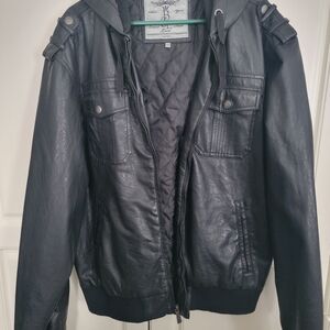 Men's Black Bomber Jacket with Hood